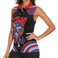 Personalised Samoa Mixed Martial Arts Women Sleeveless Polo Shirt Flying Knee Of Samoan DT05 - Polynesian Pride