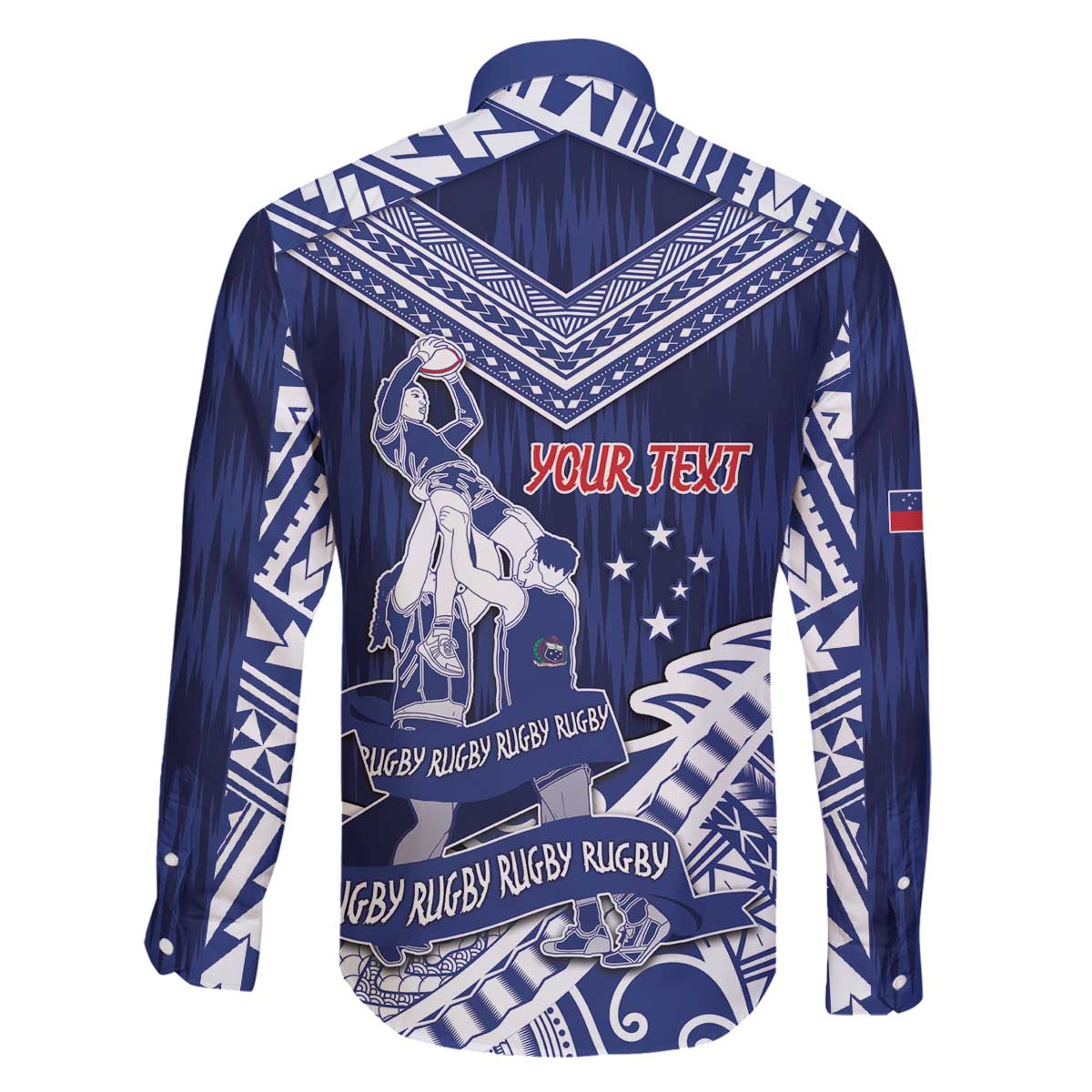 Personalised Samoa Rugby Family Matching Off The Shoulder Long Sleeve Dress and Hawaiian Shirt Pacific Warrior Glory DT05 - Polynesian Pride