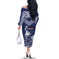 Personalised Samoa Rugby Family Matching Off The Shoulder Long Sleeve Dress and Hawaiian Shirt Pacific Warrior Glory DT05 - Polynesian Pride