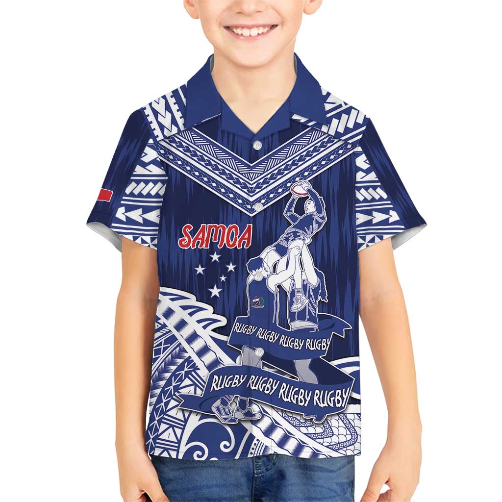 Personalised Samoa Rugby Family Matching Off Shoulder Short Dress and Hawaiian Shirt Pacific Warrior Glory - Polynesian Pride