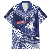 Personalised Samoa Rugby Family Matching Short Sleeve Bodycon Dress and Hawaiian Shirt Pacific Warrior Glory - Polynesian Pride