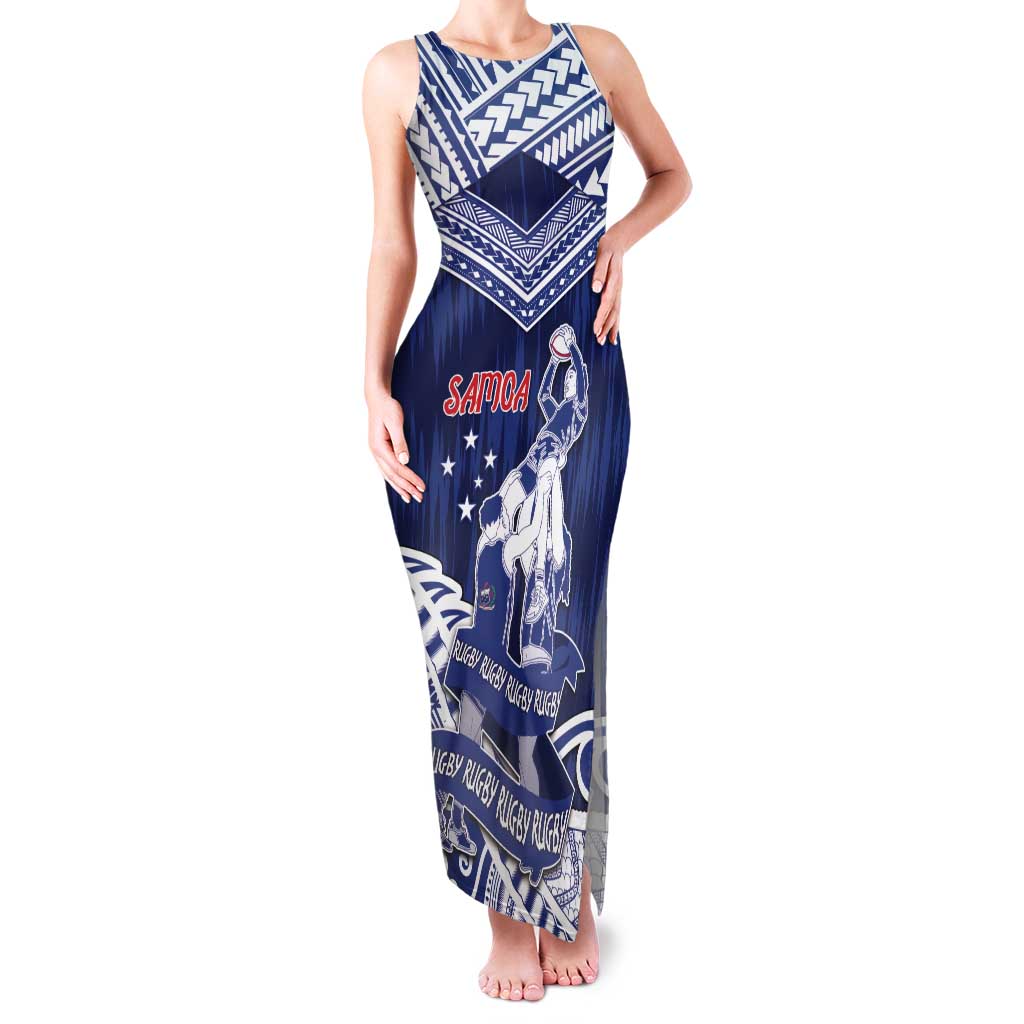 Personalised Samoa Rugby Family Matching Tank Maxi Dress and Hawaiian Shirt Pacific Warrior Glory - Polynesian Pride