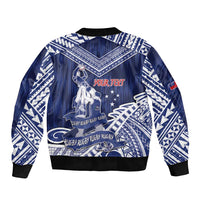 Personalised Samoa Rugby Sleeve Zip Bomber Jacket Pacific Warrior Glory - Polynesian Pride