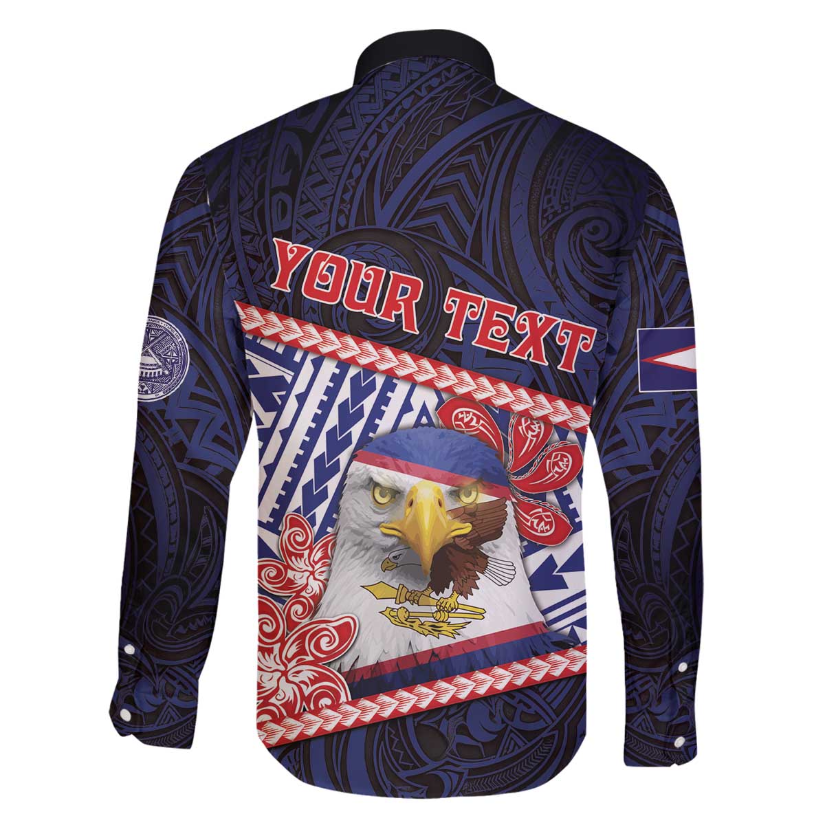 Personalized American Samoa Family Matching Off The Shoulder Long Sleeve Dress and Hawaiian Shirt Bald Eagle With Polynesian Pattern - Polynesian Pride