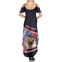 Personalized American Samoa Family Matching Summer Maxi Dress and Hawaiian Shirt Bald Eagle With Polynesian Pattern - Polynesian Pride