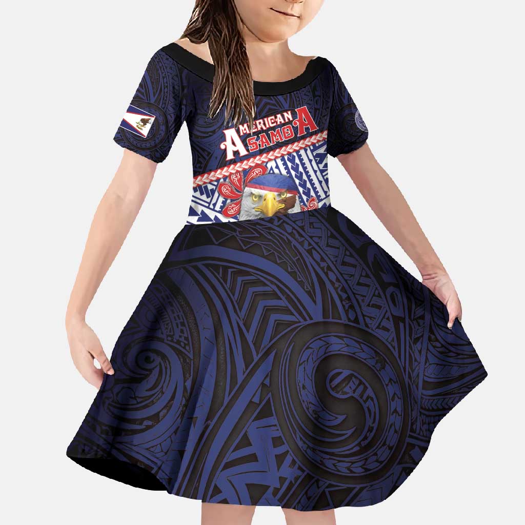 Personalized American Samoa Family Matching Tank Maxi Dress and Hawaiian Shirt Bald Eagle With Polynesian Pattern - Polynesian Pride