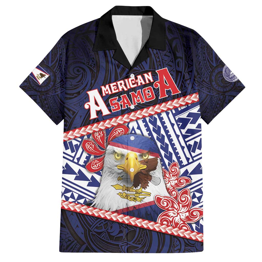 Personalized American Samoa Family Matching Tank Maxi Dress and Hawaiian Shirt Bald Eagle With Polynesian Pattern - Polynesian Pride