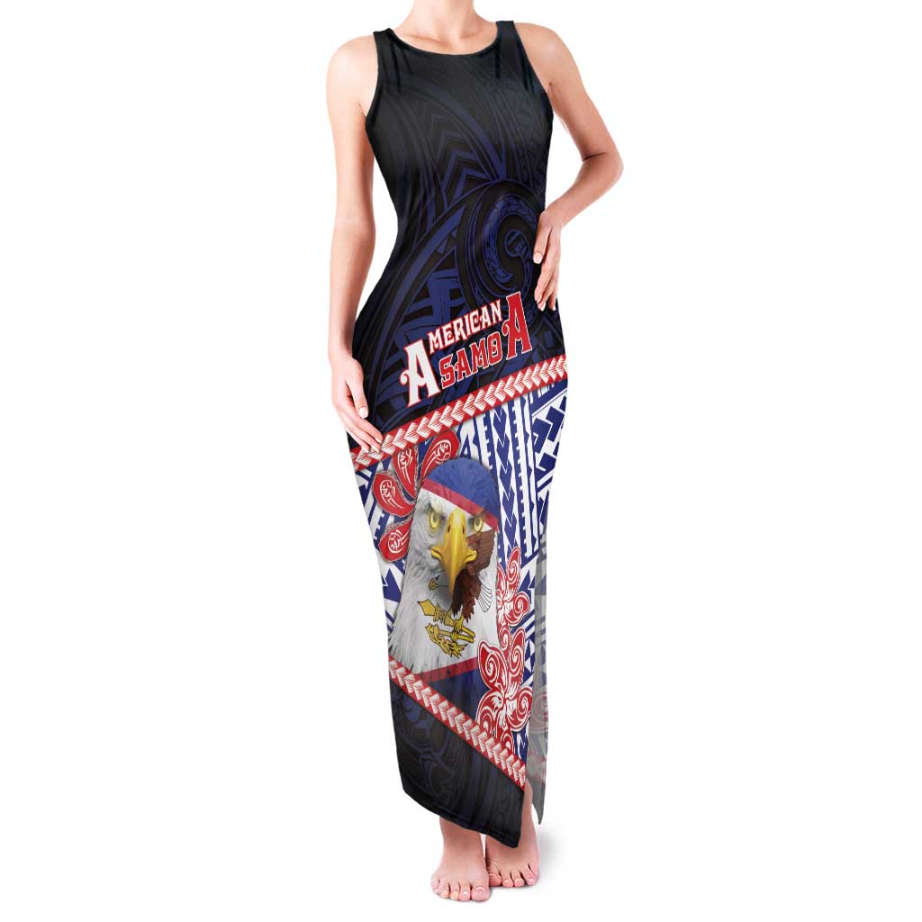 Personalized American Samoa Family Matching Tank Maxi Dress and Hawaiian Shirt Bald Eagle With Polynesian Pattern - Polynesian Pride