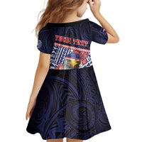 Personalized American Samoa Kid Short Sleeve Dress Bald Eagle With Polynesian Pattern - Polynesian Pride