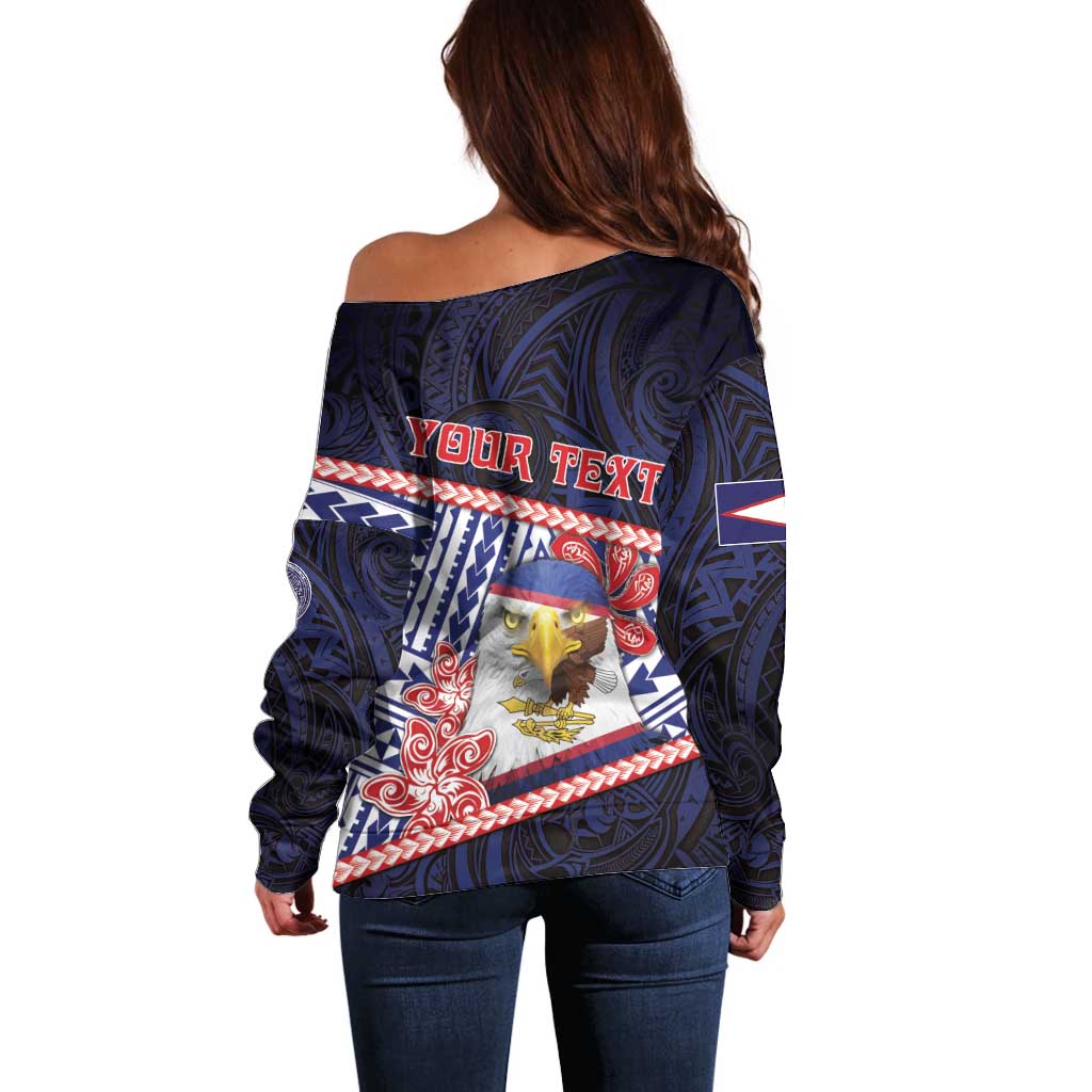 Personalized American Samoa Off Shoulder Sweater Bald Eagle With Polynesian Pattern DT05 - Polynesian Pride