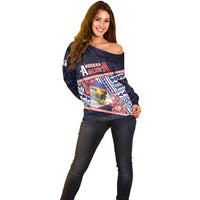 Personalized American Samoa Off Shoulder Sweater Bald Eagle With Polynesian Pattern DT05 - Polynesian Pride
