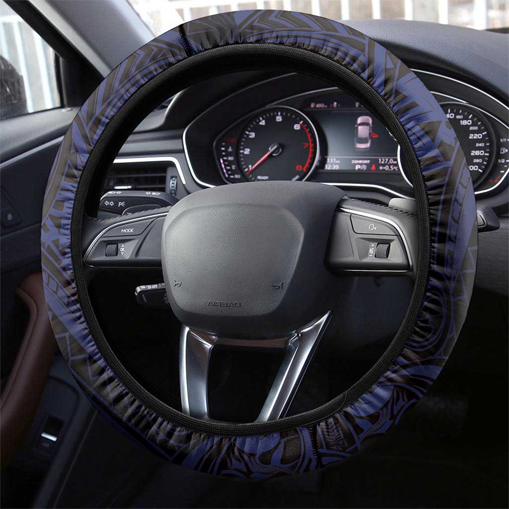 American Samoa Steering Wheel Cover Bald Eagle With Polynesian Pattern - Polynesian Pride