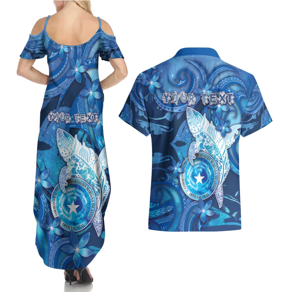 Personalised Northern Mariana Islands Couples Matching Summer Maxi Dress and Hawaiian Shirt Galaxy Polynesian Shark Tattoo DT05 - Polynesian Pride