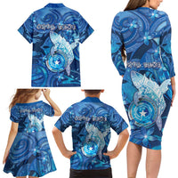 Personalised Northern Mariana Islands Family Matching Long Sleeve Bodycon Dress and Hawaiian Shirt Galaxy Polynesian Shark Tattoo DT05 - Polynesian Pride