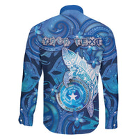 Personalised Northern Mariana Islands Family Matching Short Sleeve Bodycon Dress and Hawaiian Shirt Galaxy Polynesian Shark Tattoo DT05 - Polynesian Pride
