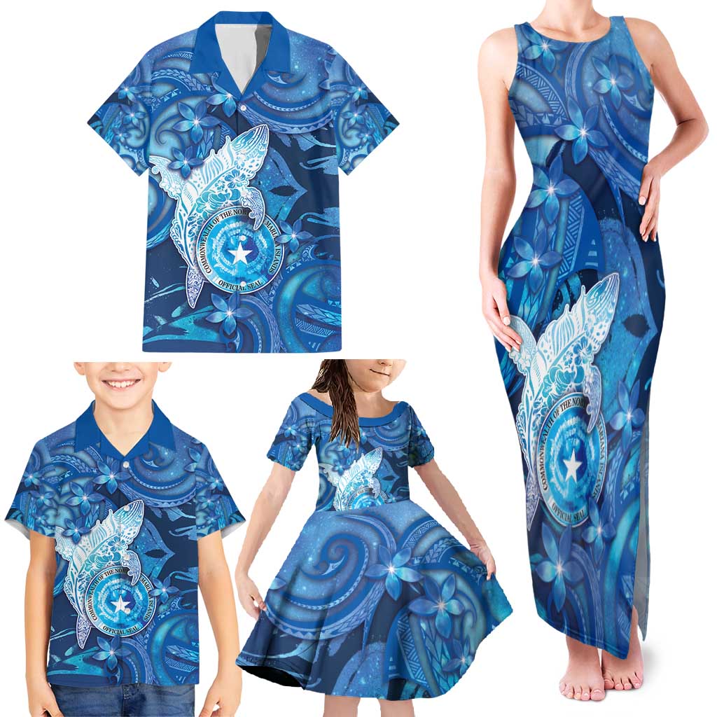 Personalised Northern Mariana Islands Family Matching Tank Maxi Dress and Hawaiian Shirt Galaxy Polynesian Shark Tattoo DT05 - Polynesian Pride