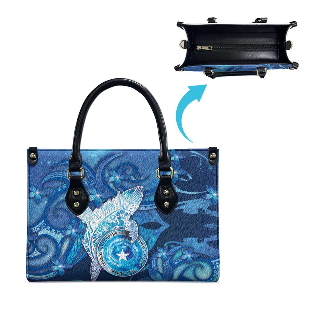Northern Mariana Islands Leather Bag Galaxy Polynesian Shark Tattoo - Polynesian Pride