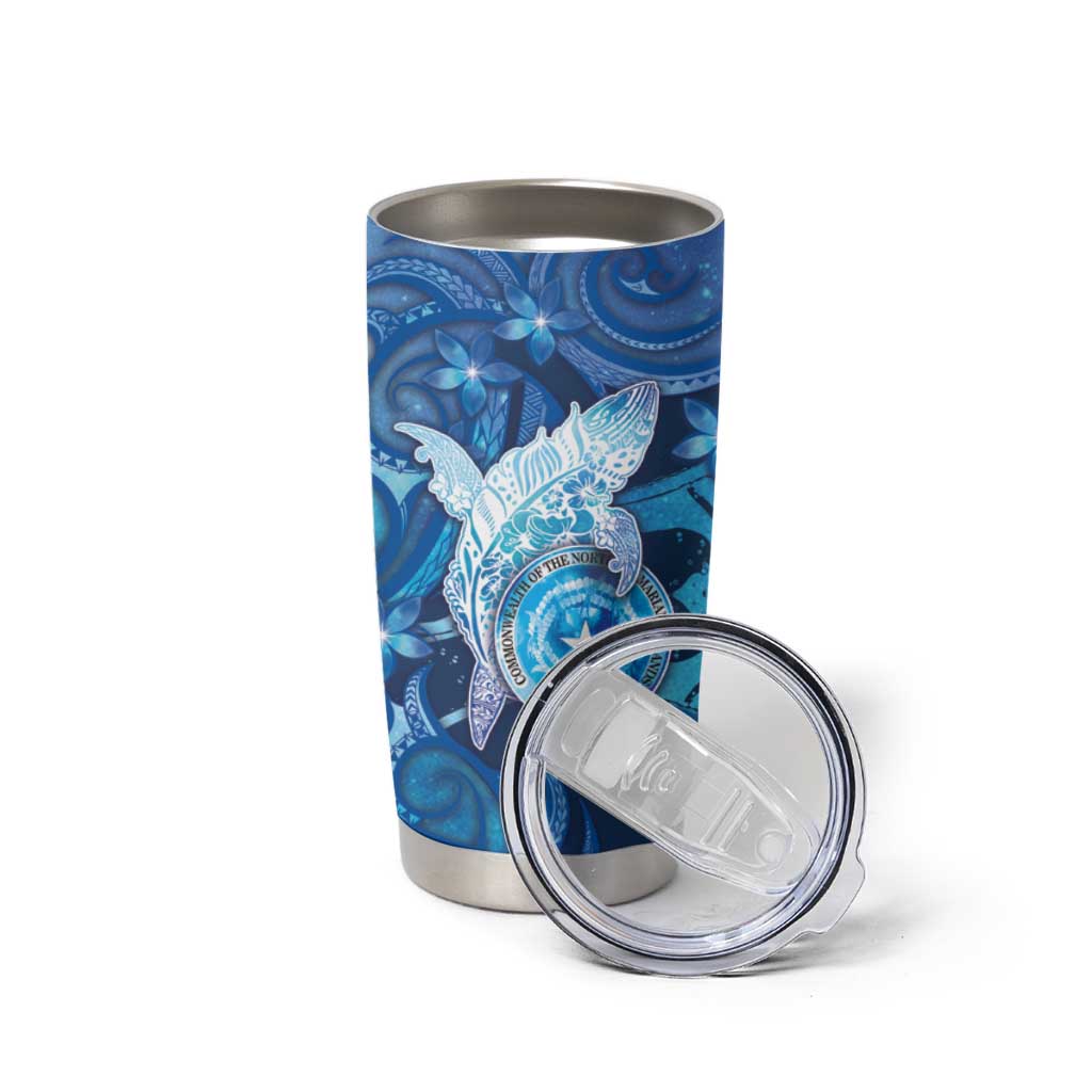 Personalised Northern Mariana Islands Tumbler Cup Galaxy Polynesian Shark Tattoo - Polynesian Pride