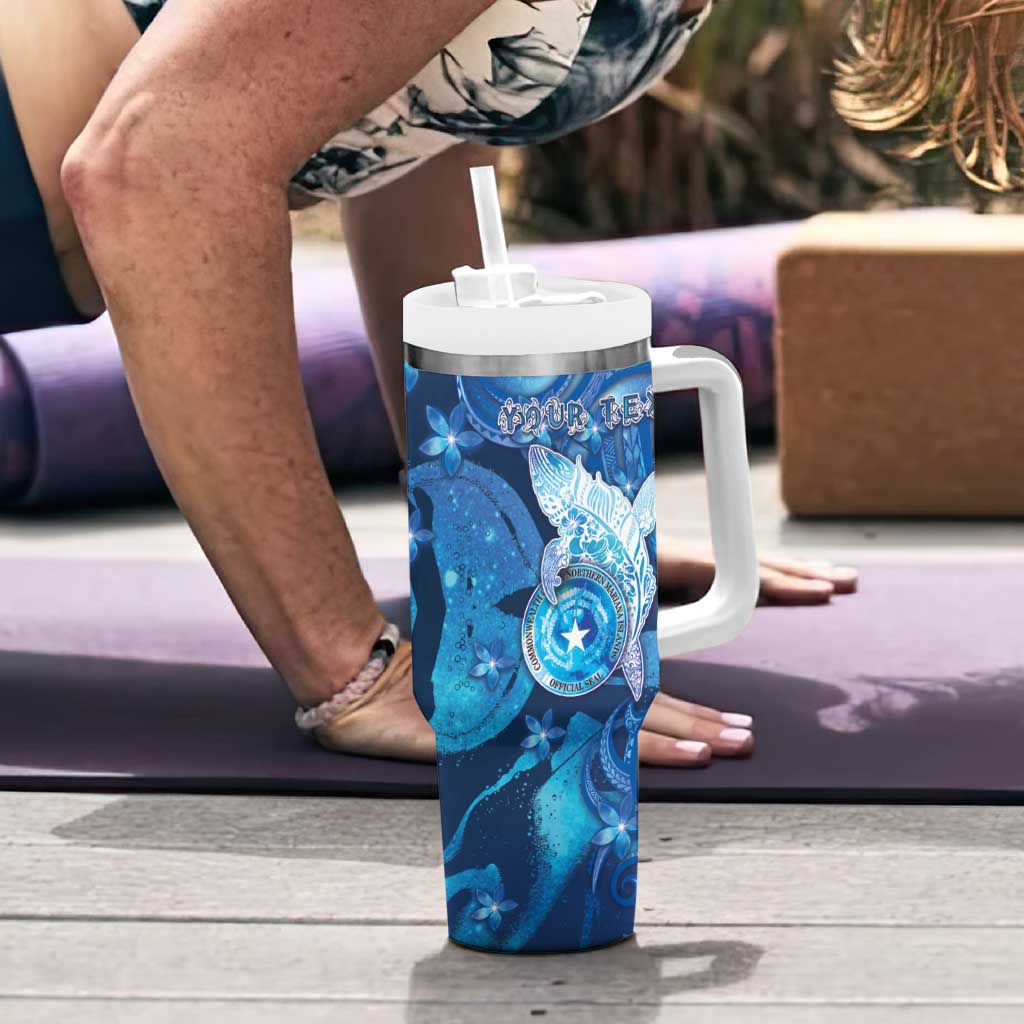 Personalised Northern Mariana Islands Tumbler With Handle Galaxy Polynesian Shark Tattoo - Polynesian Pride