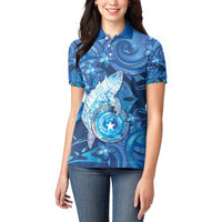 Personalised Northern Mariana Islands Women Polo Shirt Galaxy Polynesian Shark Tattoo - Polynesian Pride