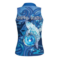 Personalised Northern Mariana Islands Women Sleeveless Polo Shirt Galaxy Polynesian Shark Tattoo DT05 - Polynesian Pride