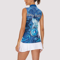 Personalised Northern Mariana Islands Women Sleeveless Polo Shirt Galaxy Polynesian Shark Tattoo DT05 - Polynesian Pride