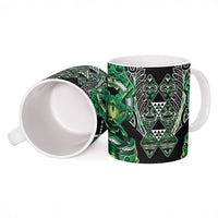 Aotearoa Whakatohea Ceramic Mug Maori Tribal Green Abalone Paua Shell Pattern DT05 - Polynesian Pride