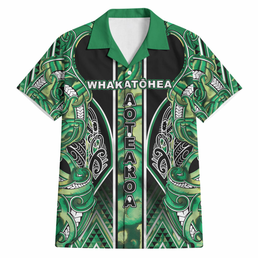 Aotearoa Whakatohea Hawaiian Shirt Maori Tribal Green Abalone Paua Shell Pattern