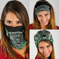 Aotearoa Whakatohea Neck Gaiter Maori Tribal Green Abalone Paua Shell Pattern DT05 - Polynesian Pride