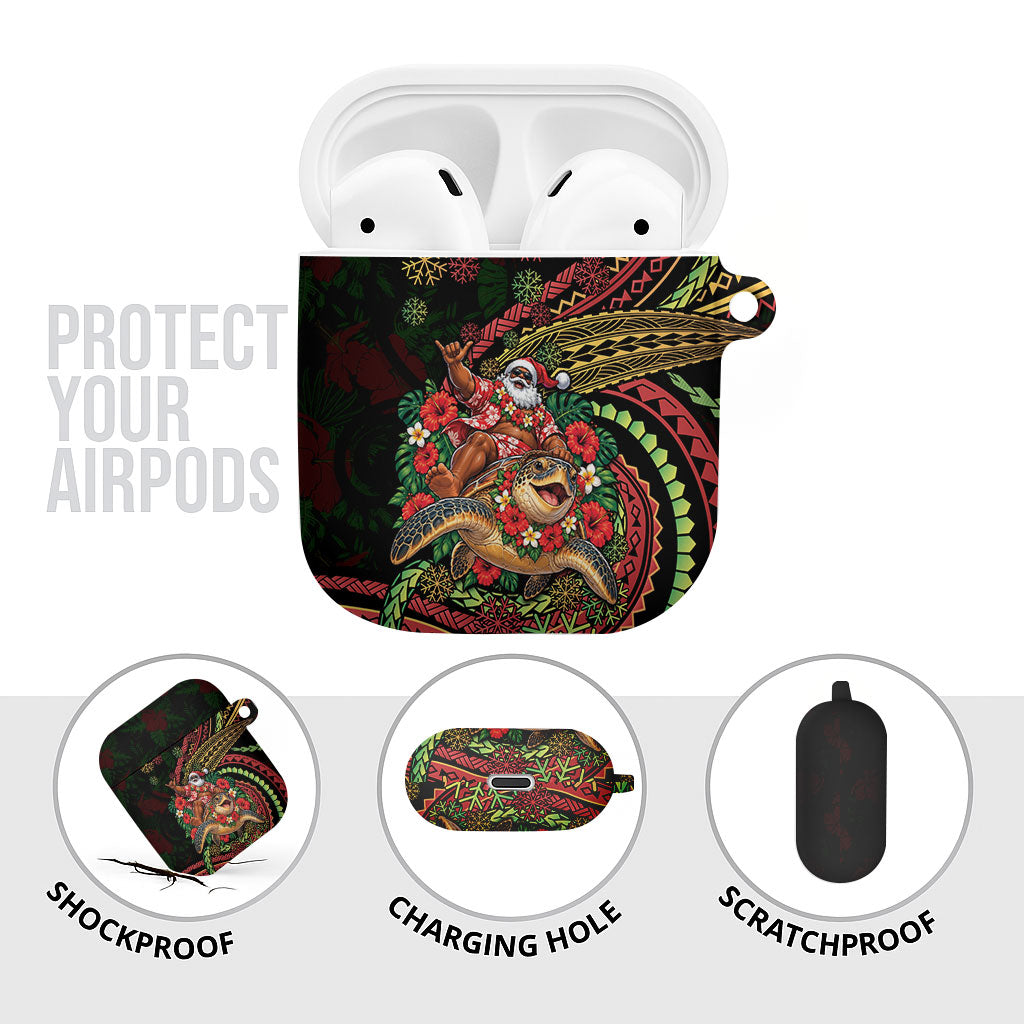 Hawaii Christmas AirPods Case Aloha Santa Riding Honu DT05 - Polynesian Pride