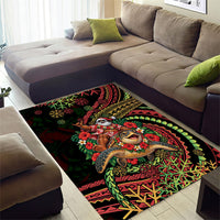Hawaii Christmas Area Rug Aloha Santa Riding Honu DT05 - Polynesian Pride
