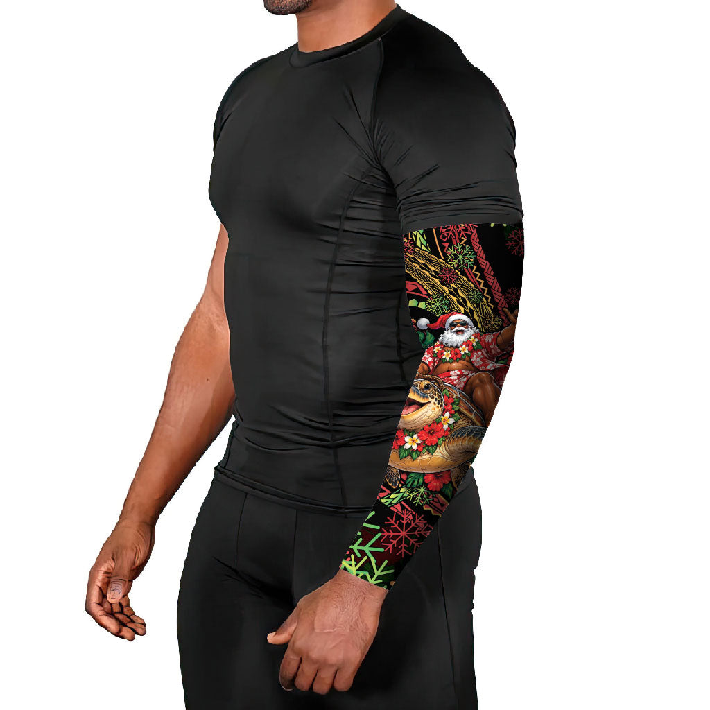 Hawaii Christmas Arm Sleeves Aloha Santa Riding Honu DT05 - Polynesian Pride