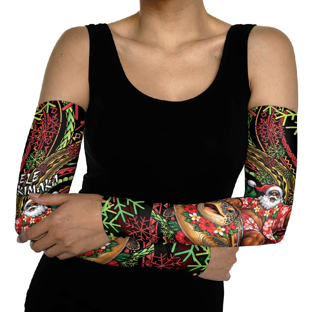 Hawaii Christmas Arm Sleeves Aloha Santa Riding Honu DT05 - Polynesian Pride