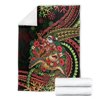 Hawaii Christmas Blanket Aloha Santa Riding Honu DT05 - Polynesian Pride