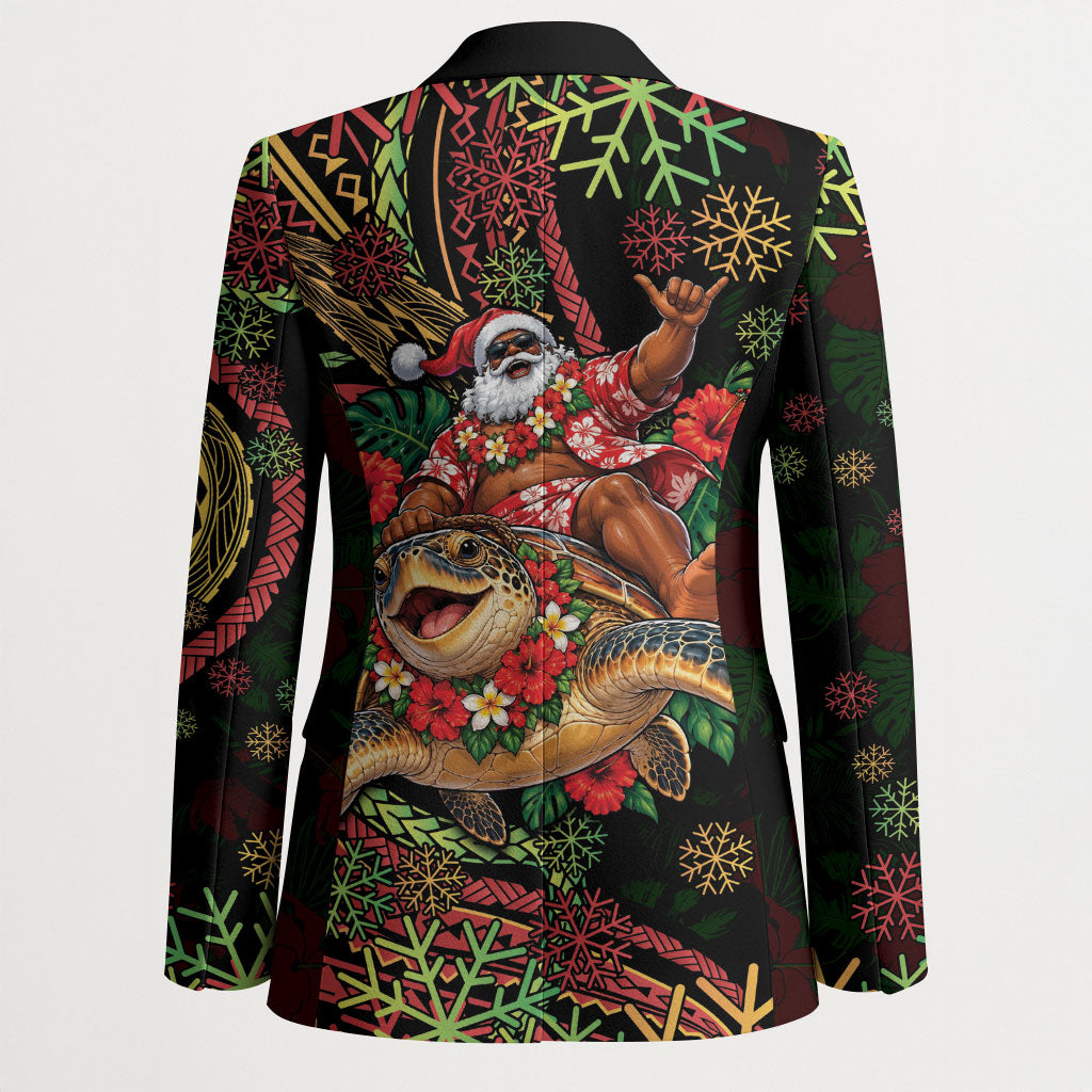 Hawaii Christmas Blazer Aloha Santa Riding Honu DT05 - Polynesian Pride