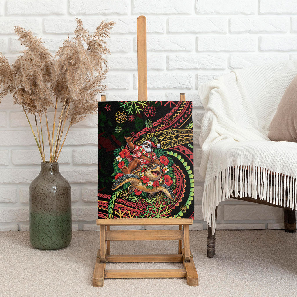 Hawaii Christmas Canvas Wall Art Aloha Santa Riding Honu DT05 - Polynesian Pride