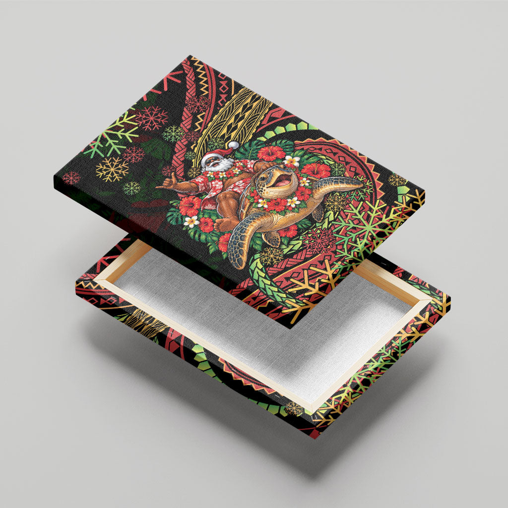Hawaii Christmas Canvas Wall Art Aloha Santa Riding Honu DT05 - Polynesian Pride