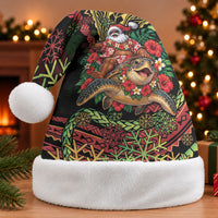 Hawaii Christmas Santa Hat Aloha Santa Riding Honu DT05 Without Fur Black - Polynesian Pride