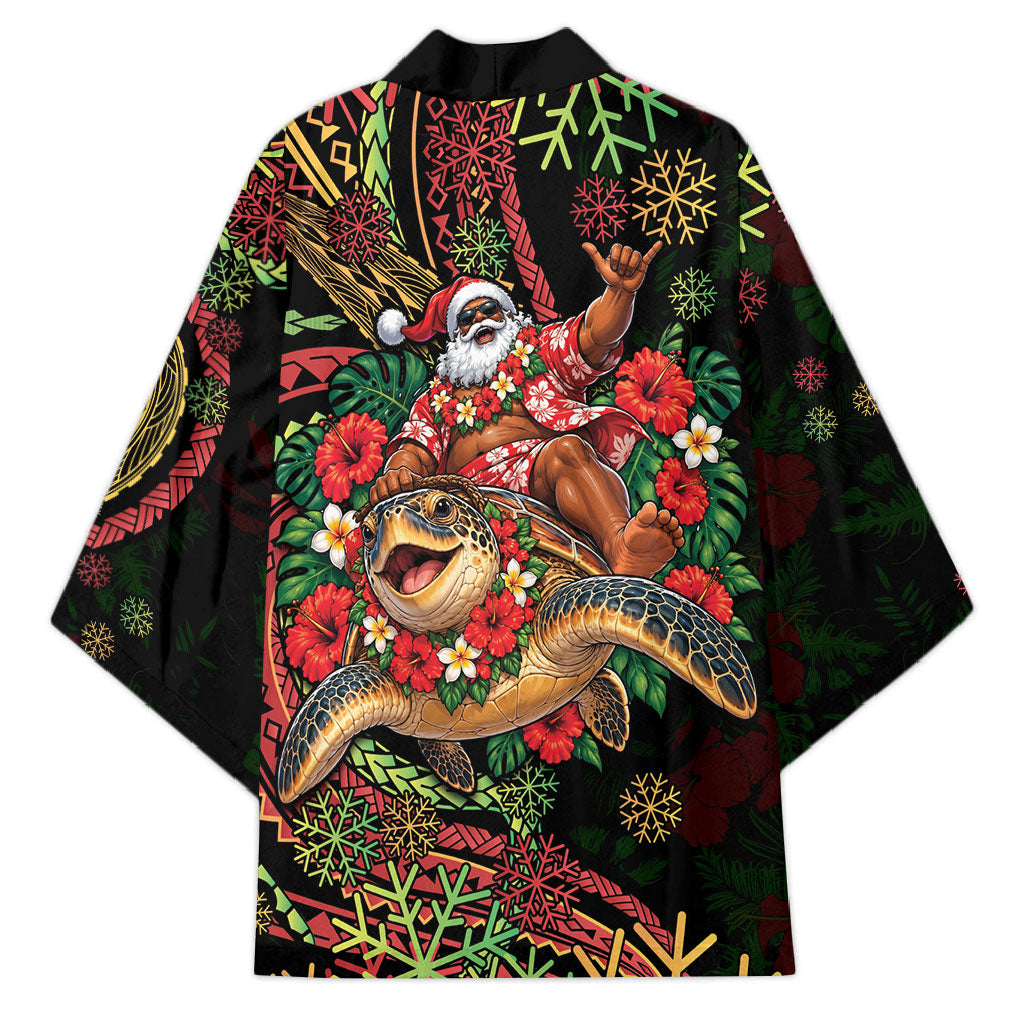 Hawaii Christmas Kimono Aloha Santa Riding Honu DT05 - Polynesian Pride