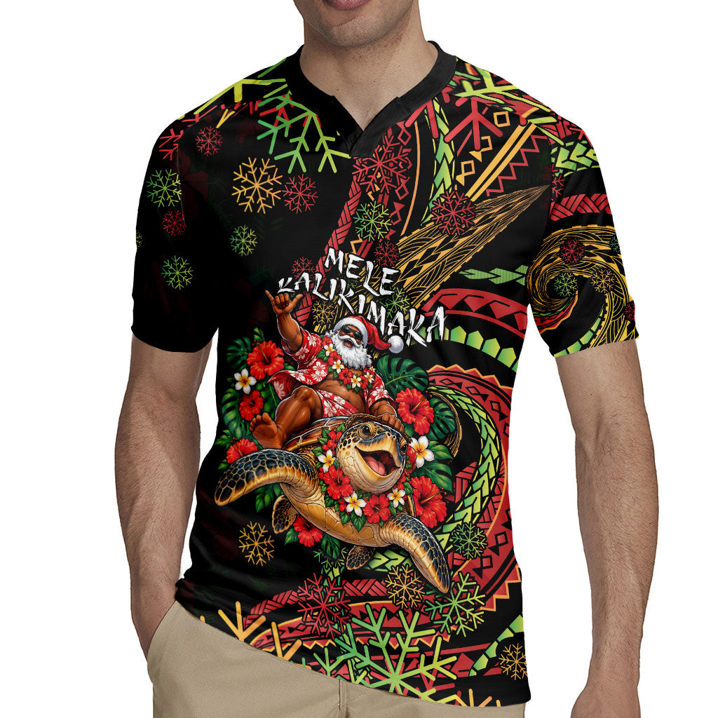 Hawaii Christmas Rugby Jersey Aloha Santa Riding Honu DT05 - Polynesian Pride