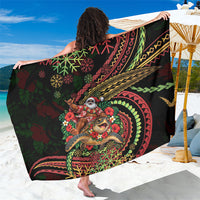 Hawaii Christmas Sarong Aloha Santa Riding Honu DT05 One Size 44 x 66 inches Black - Polynesian Pride