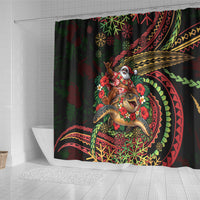 Hawaii Christmas Shower Curtain Aloha Santa Riding Honu DT05 - Polynesian Pride