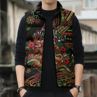 Hawaii Christmas Sleeveless Puffer Jacket Aloha Santa Riding Honu DT05 - Polynesian Pride