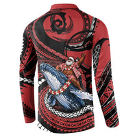 Tonga Christmas Button Sweatshirt Santa Riding Humpback Whale DT05 - Polynesian Pride