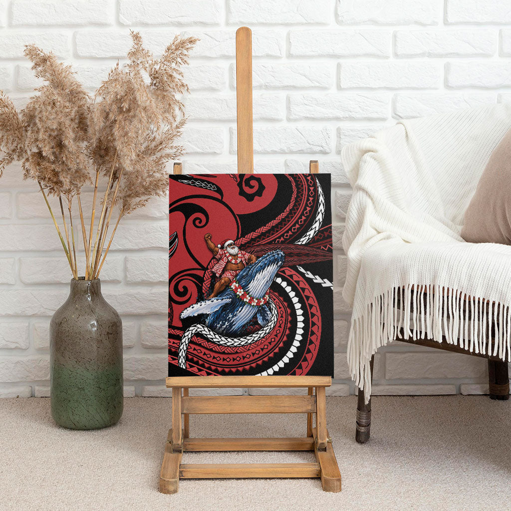 Tonga Christmas Canvas Wall Art Santa Riding Humpback Whale DT05 - Polynesian Pride