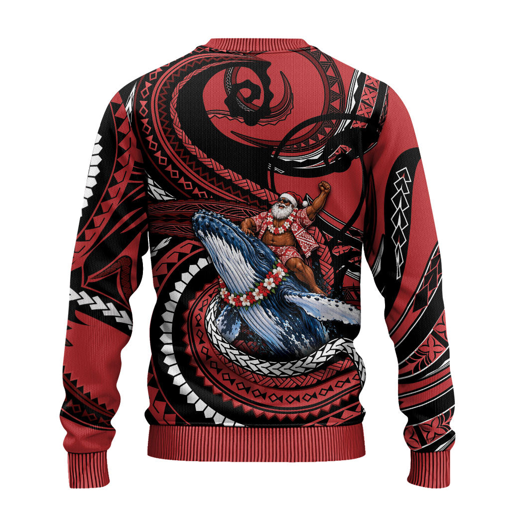 Tonga Christmas Ugly Christmas Sweater Santa Riding Humpback Whale DT05 - Polynesian Pride