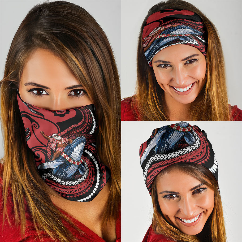 Tonga Christmas Neck Gaiter Santa Riding Humpback Whale DT05 - Polynesian Pride