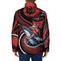 Tonga Christmas Padded Jacket Santa Riding Humpback Whale DT05 - Polynesian Pride