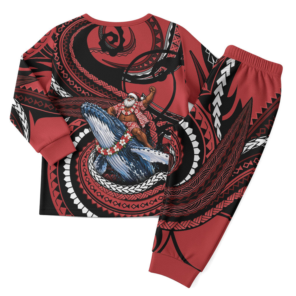 Tonga Christmas Pajama Set Santa Riding Humpback Whale DT05 - Polynesian Pride