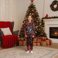 Tonga Christmas Pajama Set Santa Riding Humpback Whale DT05 Kid Red - Polynesian Pride